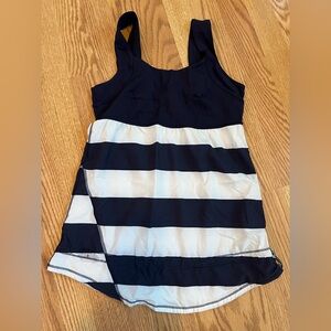 Navy and White Striped Women's Lululemon Run: Chase Me Tank Top Size 6